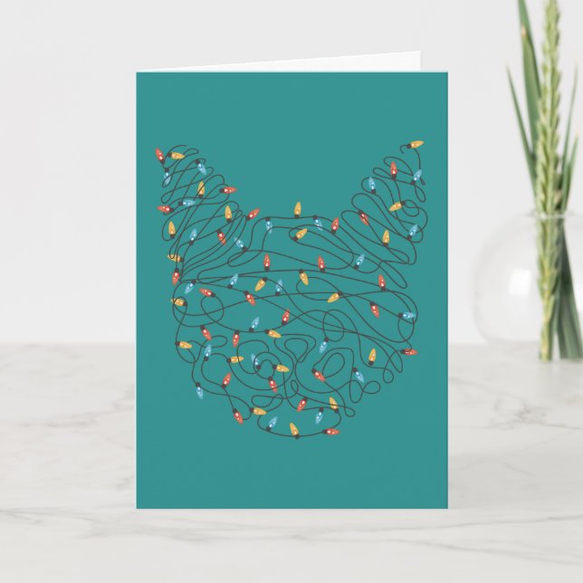 Cartes Pour Fêtes Annuelles Chat d'éclairage de Noël (Devant)