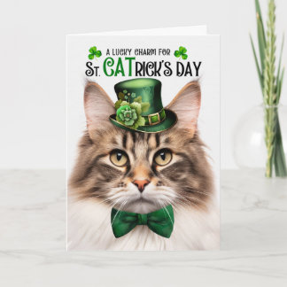 Cartes Pour Fêtes Annuelles Chat des forêts norvégiennes brun St CATrick's Day