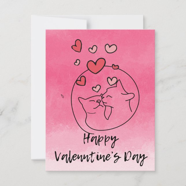 Cartes Pour Fêtes Annuelles Chat doux Saint Valentin (Devant)