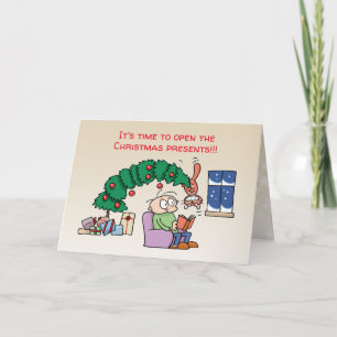 Cartes Pour Fêtes Annuelles Chat drôle accroché au sapin de Noël, photo