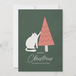Cartes Pour Fêtes Annuelles Chat drôle avec arbre Joyeux voeux de Noël