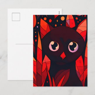 Cartes Pour Fêtes Annuelles Chat drôle caché derrière des feuilles de style an
