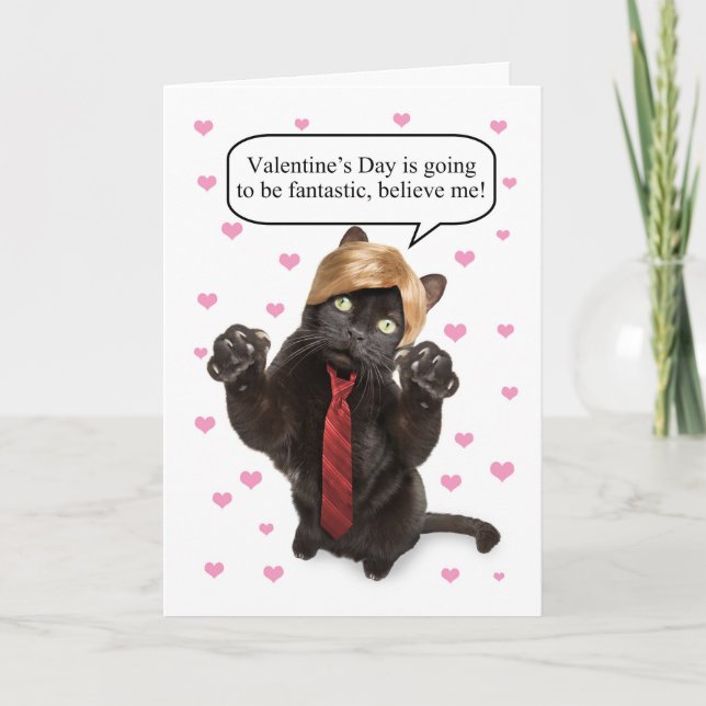 Cartes Pour Fêtes Annuelles Chat drôle de heureuse Sainte-Valentin habillé (Devant)