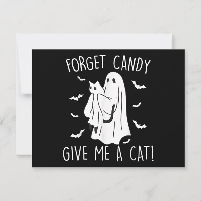 Cartes Pour Fêtes Annuelles Chat drôle d'Halloween Fantôme de chat oublie des  (Devant)