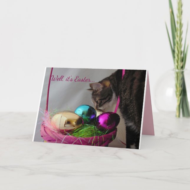 Cartes Pour Fêtes Annuelles Chat drôle Pâques (Devant)