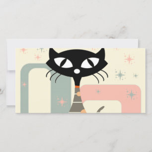 Cartes Pour Fêtes Annuelles Chat Du Milieu Du Siècle Moderne