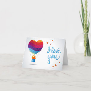 Cartes Pour Fêtes Annuelles Chat et ballon d'amour
