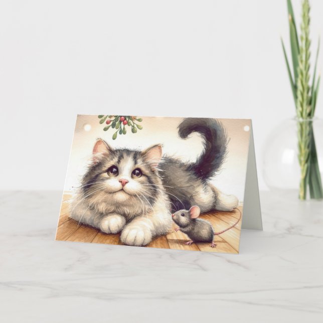 Cartes Pour Fêtes Annuelles Chat et souris avec souris (Devant)