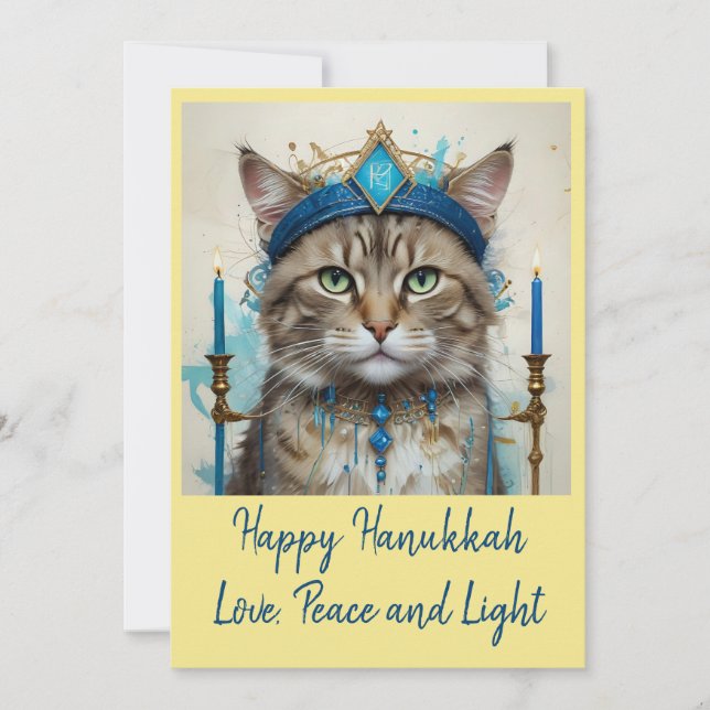 Cartes Pour Fêtes Annuelles Chat Festif dans déguisement jouant aux voeux Hano (Devant)