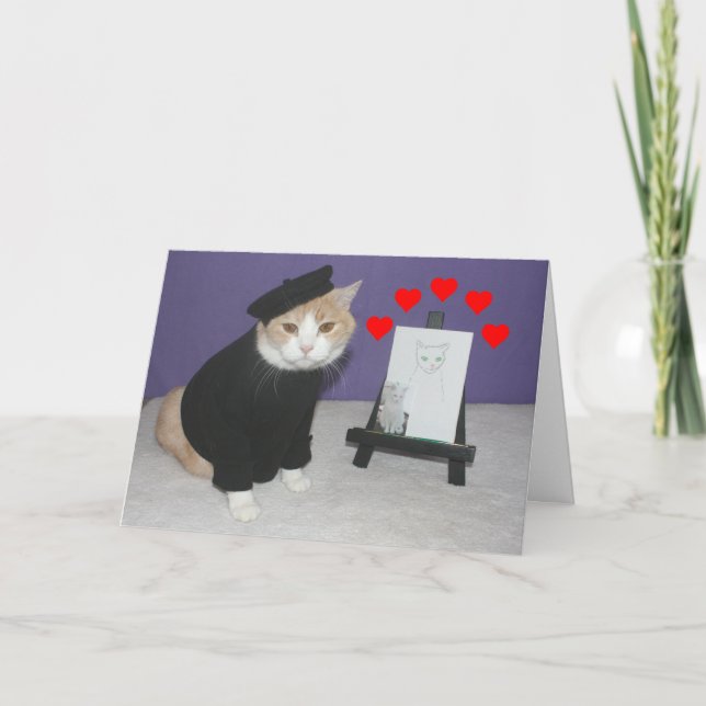 Cartes Pour Fêtes Annuelles Chat français drôle Valentine (Devant)