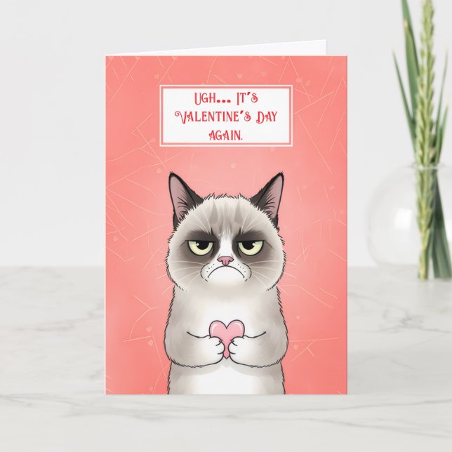 Cartes Pour Fêtes Annuelles Chat Grumpy drôle de la Saint-Valentin (Devant)