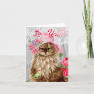 Cartes Pour Fêtes Annuelles Chat habillé en Casquette pour la Saint Valentin