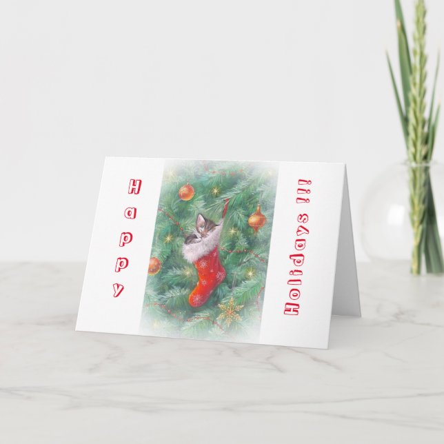 Cartes Pour Fêtes Annuelles Chat heureux (Devant)