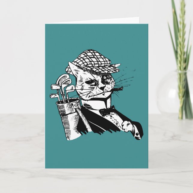 Cartes Pour Fêtes Annuelles chat jouant au golf drôle (Devant)