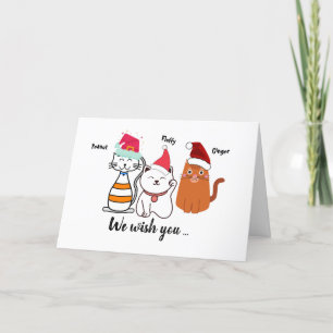 Cartes Pour Fêtes Annuelles Chat Kitty couleur mignon Joyeux Noël