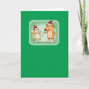 Cartes Pour Fêtes Annuelles Chat mignon et chien voeux de Noël