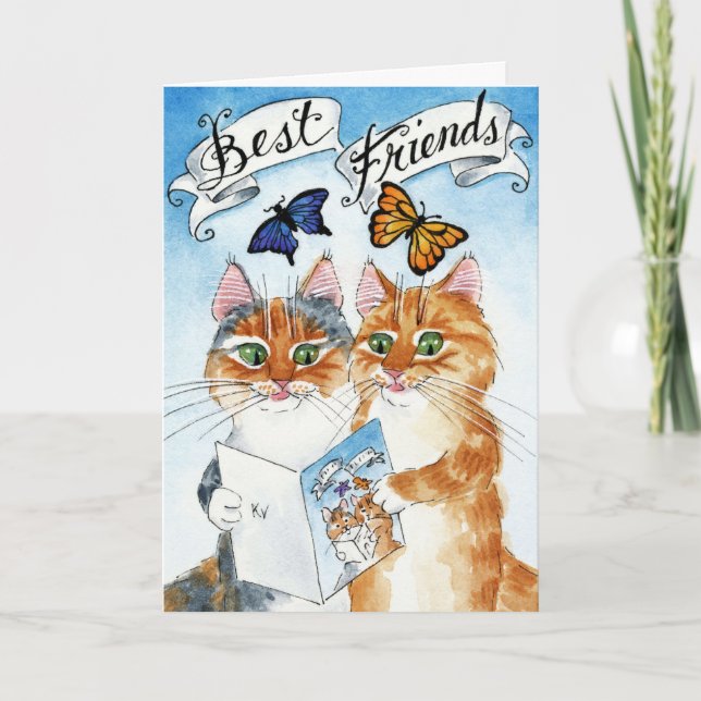 Cartes Pour Fêtes Annuelles Chat mignon meilleur ami anniversaire ou toute car (Devant)