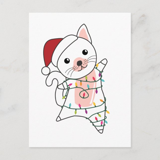 Cartes Pour Fêtes Annuelles Chat Noël Neige Animaux Hiver Chats (Devant)