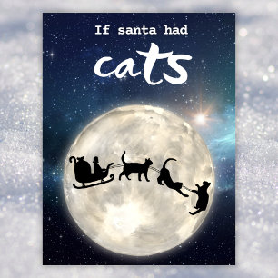 Cartes Pour Fêtes Annuelles Chat noir amusant Père Noël Christmas Holiday Cart