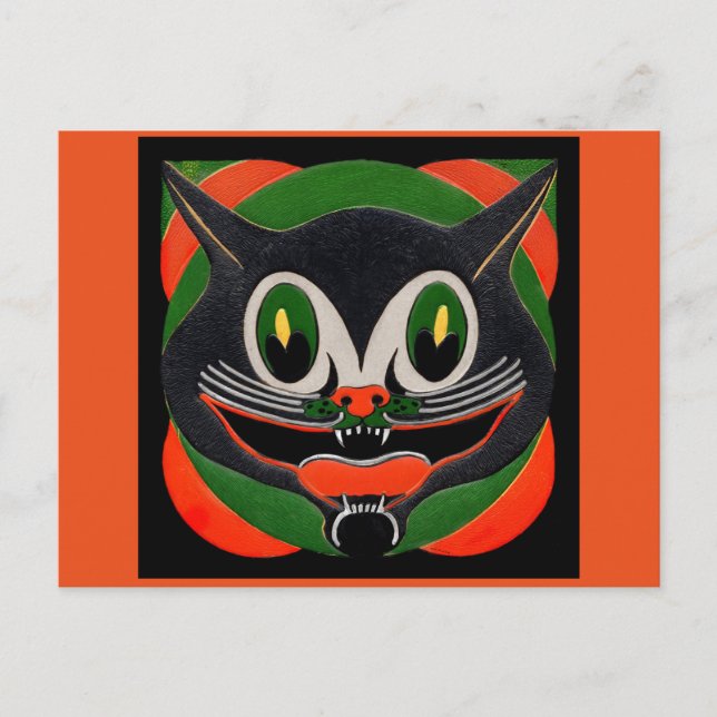 Cartes Pour Fêtes Annuelles Chat noir avec le sourire énorme (Devant)