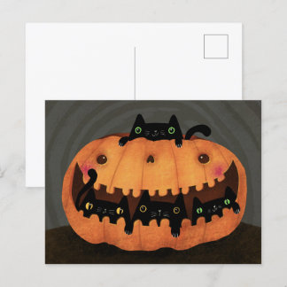 Cartes Pour Fêtes Annuelles Chat Noir Citrouille Joyeux Halloween Vacances Pos