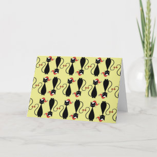 Cartes Pour Fêtes Annuelles Chat noir dans un Casquette de Noël