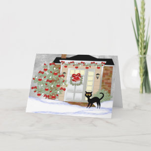 Cartes Pour Fêtes Annuelles Chat noir de Noël