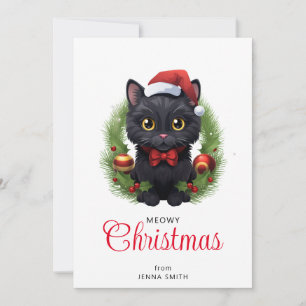 Cartes Pour Fêtes Annuelles Chat noir de Noël mignon