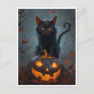 Cartes Pour Fêtes Annuelles Chat noir éffrayant Halloween Imprimantes et cadea