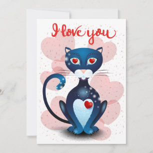 Cartes Pour Fêtes Annuelles Chat noir en amour