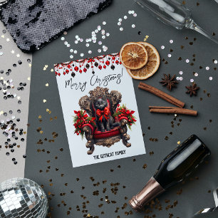 Cartes Pour Fêtes Annuelles Chat Noir Gothique Joyeux Noël Noir Et Rouge