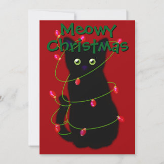 Cartes Pour Fêtes Annuelles Chat noir Meowy Noël scintillants en vichy