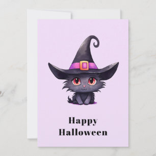 Cartes Pour Fêtes Annuelles Chat noir mignon portant l'Halloween Casquette d'u