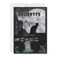 Chat noir Pastel Halloween sorcières Fête Invit