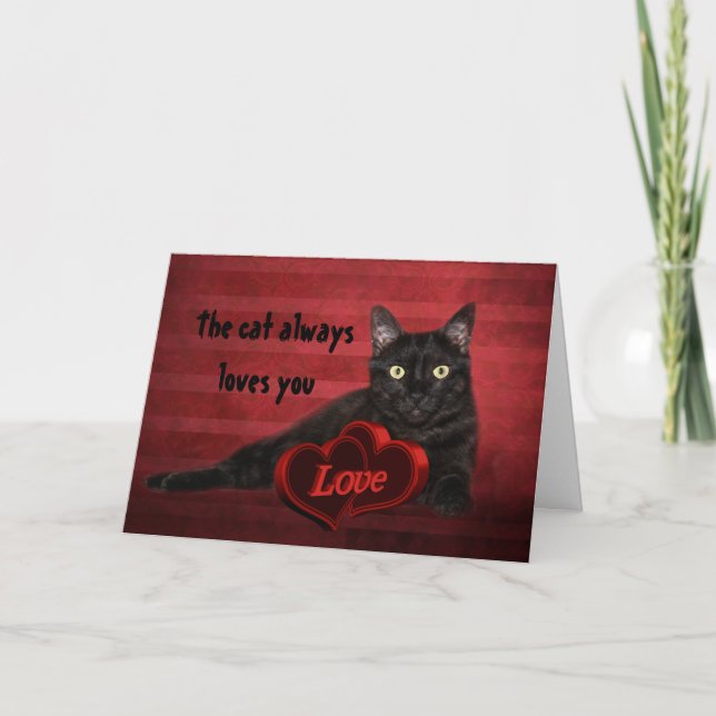 Cartes Pour Fêtes Annuelles Chat noir Valentine (Devant)