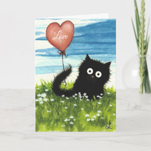 Cartes Pour Fêtes Annuelles Chat noir Valentine Love par Bihrle