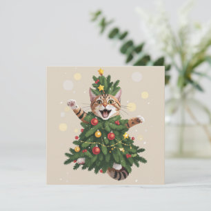 Cartes Pour Fêtes Annuelles Chat orange roux Noël Arbre de Noël Mignon Xmas 