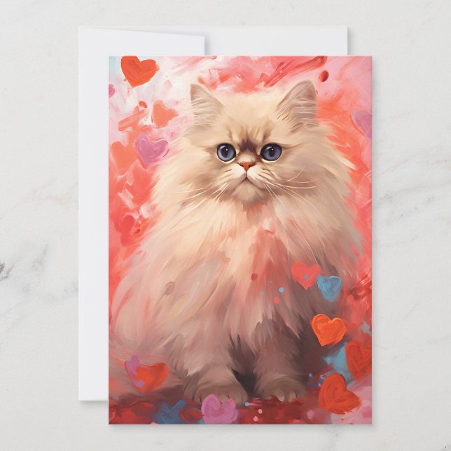 Cartes Pour Fêtes Annuelles Chat persan la Saint-Valentin (Devant)