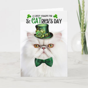 Cartes Pour Fêtes Annuelles Chat perse blanc Lucky Charm St CATrick's Day