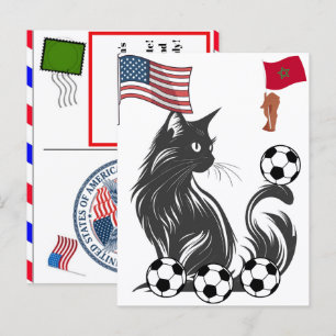 Cartes Pour Fêtes Annuelles Chat Personnalisé Maroc Football Quatre Juillet