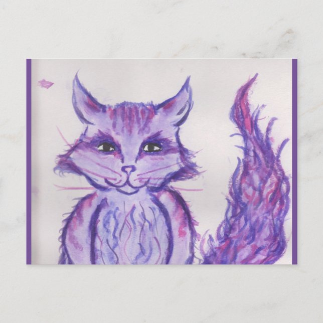 Cartes Pour Fêtes Annuelles chat pourpre (Devant)