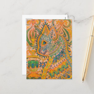 Cartes Pour Fêtes Annuelles Chat psychédélique par Louis Wain