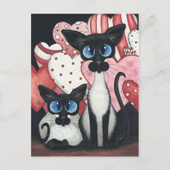 Cartes Pour Fêtes Annuelles Chat siamois de Valentine - x deux d'amour (Devant)