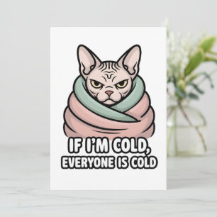Cartes Pour Fêtes Annuelles Chat Sphynx Grincheux Art Cartoonique Humour Froid
