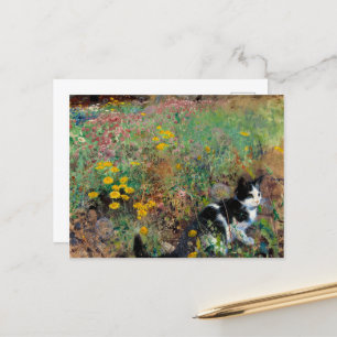 Cartes Pour Fêtes Annuelles Chat sur une prairie fleurie par Bruno Liljefors