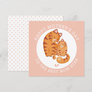 Cartes Pour Fêtes Annuelles Chat tigre rouge mignon et fête des mères roses ki