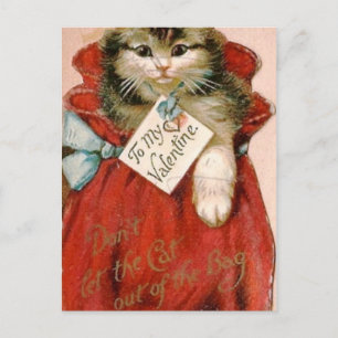 Cartes Pour Fêtes Annuelles Chat victorien vintage en sac Saint Valentin