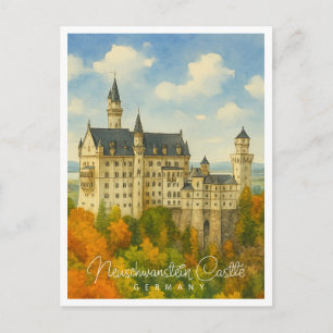 Cartes Pour Fêtes Annuelles Château de Neuschwanstein Bavière Aquarelle
