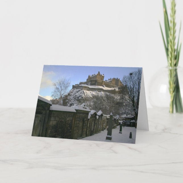 Cartes Pour Fêtes Annuelles Château d'Edimbourg dans la neige (Devant)