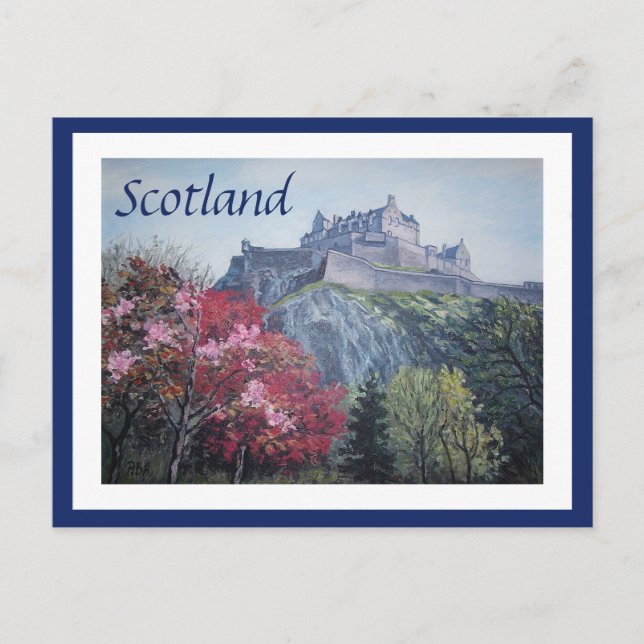 Cartes Pour Fêtes Annuelles Château d'Édimbourg Ecosse peinture de Pola.B.Alex (Devant)